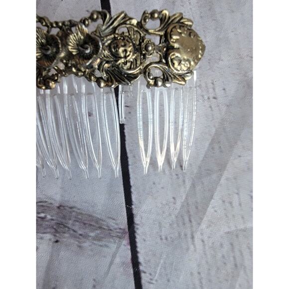 Gold Tone Metal Vintage Hair Combs plastic Wedding Prom READ main image 6